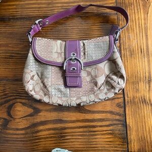 Coach Patchwork Shoulder Bag - Purple and Tan